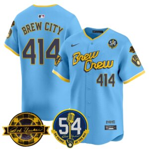 Brew City #414 Milwaukee Brewers 54 Seasons for Brewers Vapor Premier Limited Jersey - All Stitched
