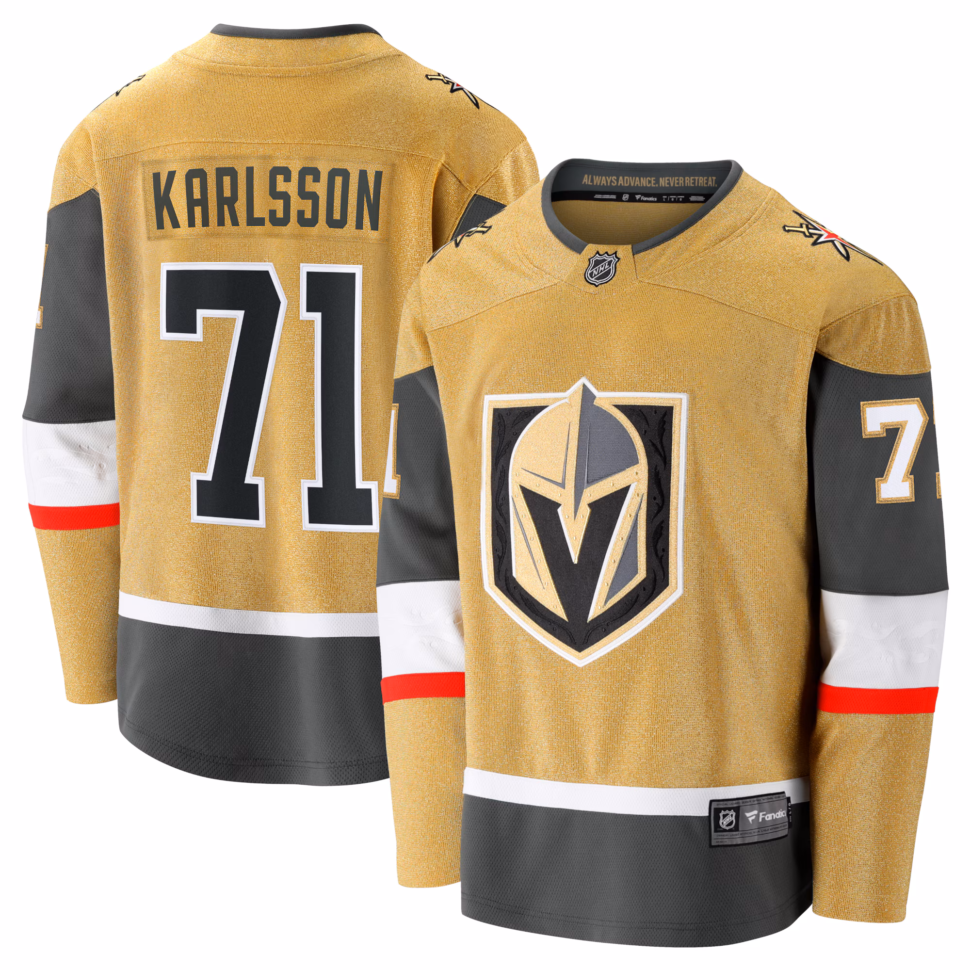 Vegas Golden Knights William Karlsson #71 Fanatics Gold Home Breakaway Jersey