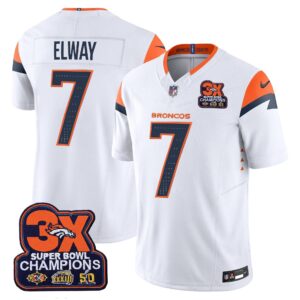 John Elway Denver Broncos-Time Champions Patch Vapor Limited Jersey - All Stitched