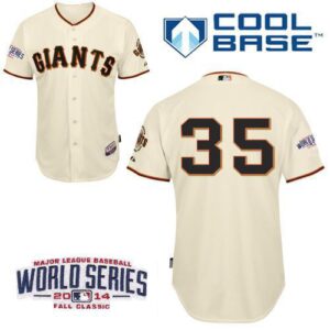 San Francisco Giants #35 Brandon Crawford Cream Cool Base W/2014 World Series Patch Stitched Jersey