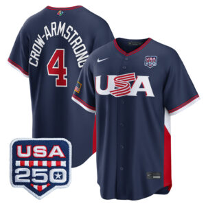 Pete Crow-Armstrong #4 USA Baseball 250th Patch 2026 World Baseball Classic Road Stadium Jersey - Navy