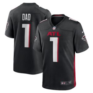 Atlanta Falcons Number 1 Dad Black Game Jersey