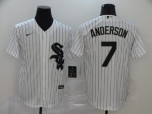 Men's Chicago White Sox #7 Tim Anderson White Stitched Cool Base  Jersey