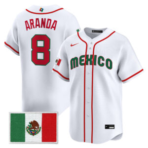 Jonathan Aranda #8 Mexico Baseball 2026 World Baseball Classic Home Stadium Jersey - White