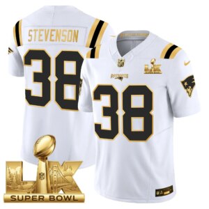 Rhamondre Stevenson #38 New England Patriots Super Bowl LX Gold Patch Vapor Limited Game Jersey - All Stitched