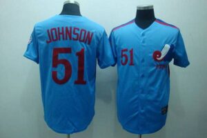 Mitchell And Ness Montreal Expos #51 Randy Johnson Blue Stitched Throwback Jersey