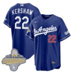 Clayton Kershaw #22 Los Angeles Dodgers 2026 Gold Patch Stadium Vapor Limited Jersey - Blue