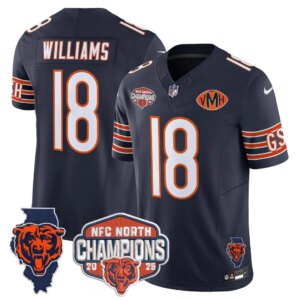 Caleb Williams #18 Chicago Bears CHI 2025 NFC North Champions Patch Jersey V2 - All Stitched