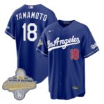 Yoshinobu Yamamoto #18 Los Angeles Dodgers 2026 Gold Patch Stadium Vapor Limited Jersey - Blue