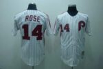 Mitchell And Ness Philadelphia Phillies #14 Rose Stitched White Red Strip Throwback Jersey