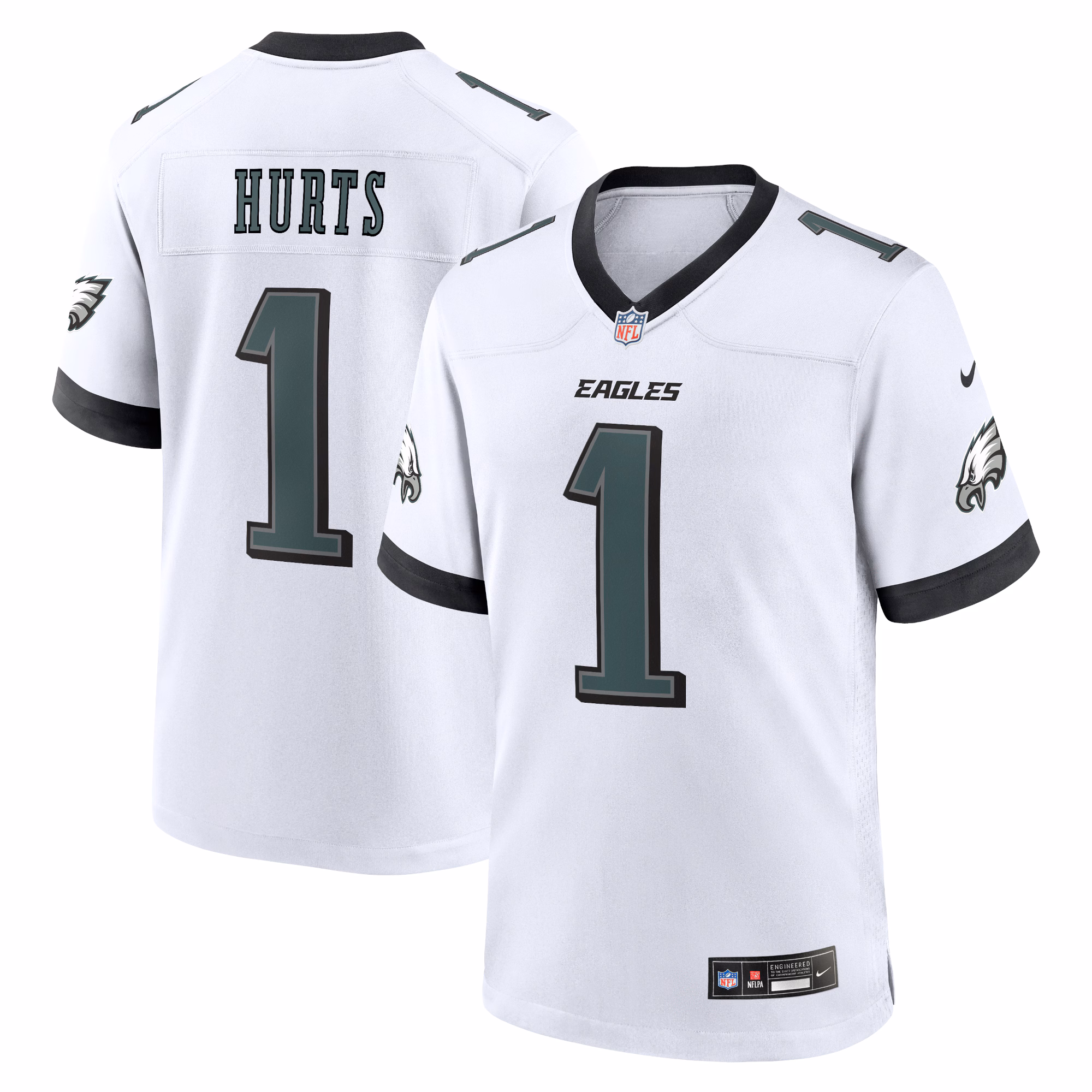 Jalen Hurts #1 Philadelphia Eagles White Game Jersey - White