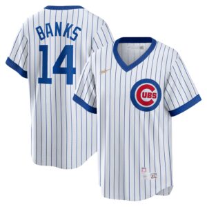 Men's Chicago Cubs Ernie Banks  White Home Cooperstown Collection Player Jersey
