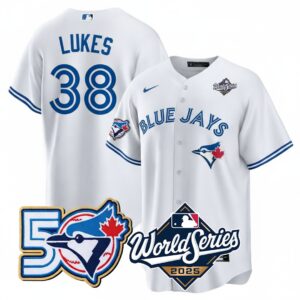 Nathan Lukes #38 Toronto Blue Jays 50th World Series Limited Jersey Stitched White