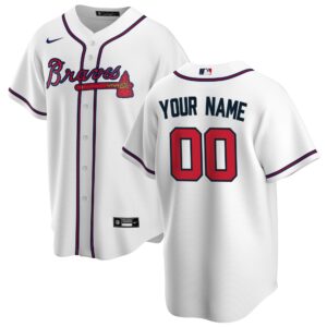 Atlanta Braves White Home Replica Custom Jersey