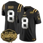 Stefon Diggs #8 New England Patriots 2026 AFC East Champions Gold Vapor Limited Jersey - All Stitched