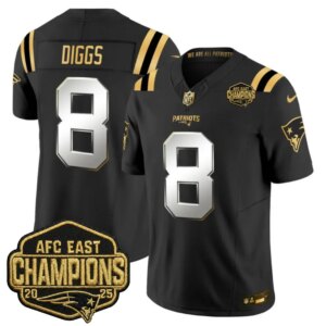 Stefon Diggs #8 New England Patriots 2026 AFC East Champions Gold Vapor Limited Jersey - All Stitched