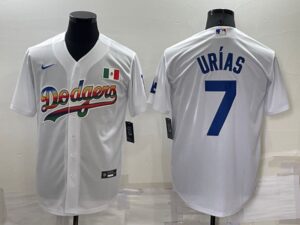 Men's  Los Angeles Dodgers #7 Julio Urias White Stitched Cool Base Jersey
