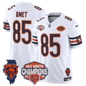 Cole Kmet #85 Chicago Bears CHI 2025 NFC North Champions Patch Jersey V2 - All Stitched