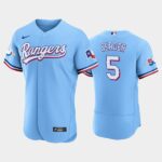 Men's Texas Rangers #5 Corey Seager 50th Anniversary Alternate Light Blue Flex Base Jersey