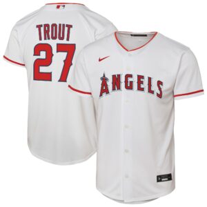 Youth Los Angeles Angels Mike Trout #27 White Home Replica Player Jersey