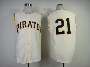 Mitchell And Ness 1960 Pittsburgh Pirates #21 Roberto Clemente Cream Throwback Stitched Jersey