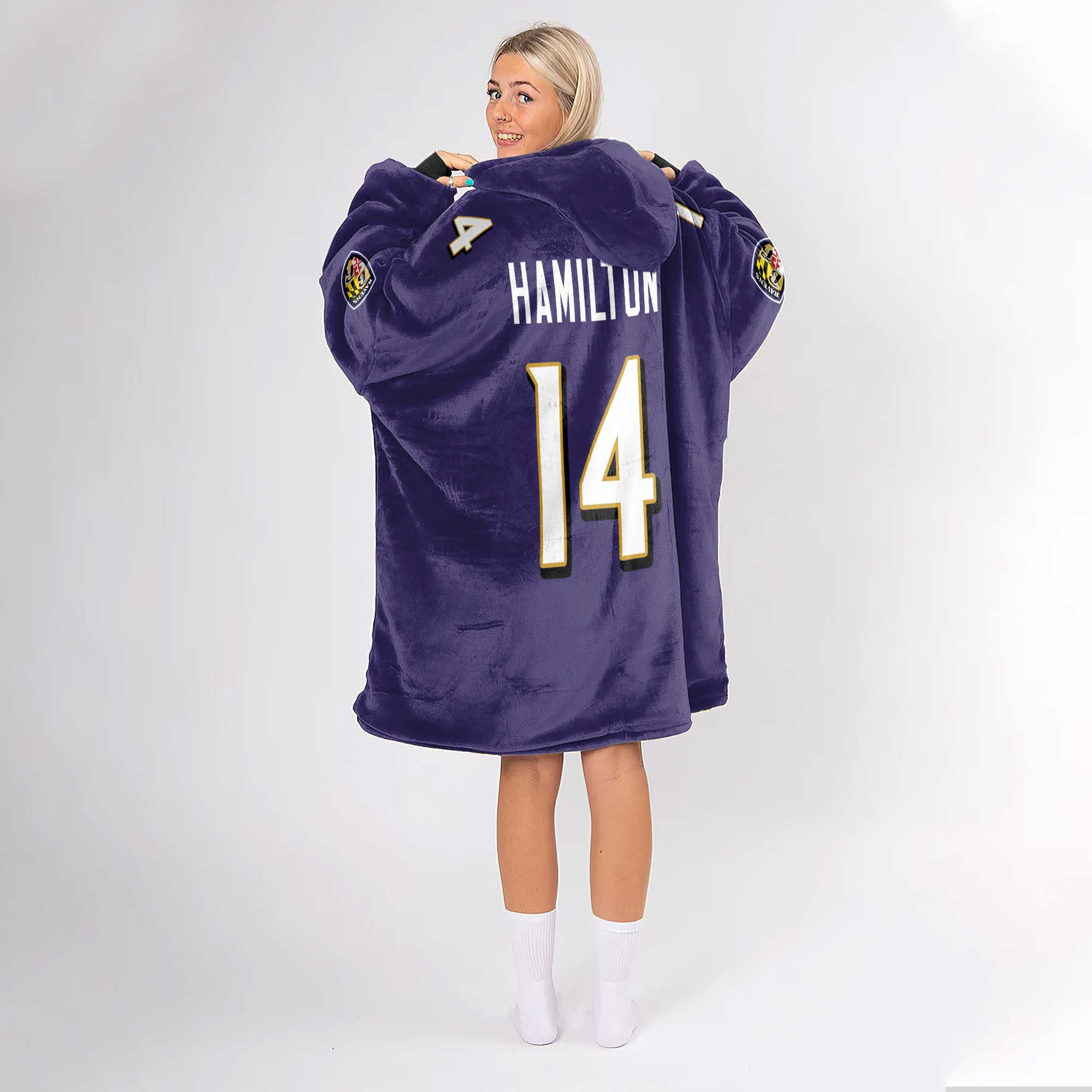 Adult 14 Baltimore Football Unisex Blanket Hoodie - Image 5
