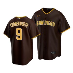 Men's San Diego Padres #9 Jake Cronenworth Player Game Road Brown Baseball Stitched Jersey