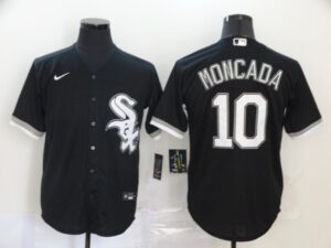 Men's Chicago White Sox #10 Yoan Moncada Black Stitched Cool Base  Jersey
