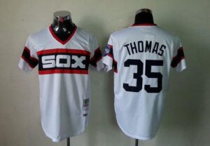 Men's Mitchell And Ness 1983 Chicago White Sox #35 Frank Thomas White Throwback Stitched Jersey