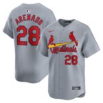 Men's St. Louis Cardinals #28 Nolan Arenado  Gray Away Limited Player Jersey