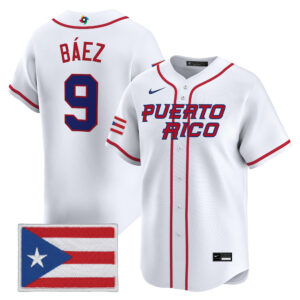 Javier Báez #9 Puerto Rico Baseball 2026 World Baseball Classic Vapor Premier Jersey - White