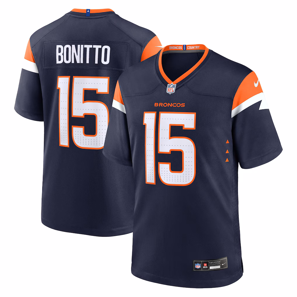 Nik Bonitto #15 Denver Broncos Alternate Game Jersey - Navy