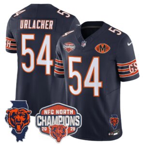 Brian Urlacher #54 Chicago Bears CHI 2025 NFC North Champions Patch Jersey V2 - All Stitched