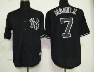 New York Yankees #7 Mickey Mantle Black Fashion Stitched Jersey