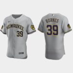 Men's Milwaukee Brewers #39 Corbin Burnes Gray Flex Base Road Jersey