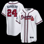 Atlanta Braves Deion Sanders #24 White Home Retired Player Replica Jersey