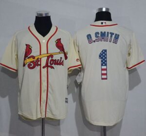 St. Louis Cardinals #1 Ozzie Smith Cream USA Flag Fashion Stitched Jersey