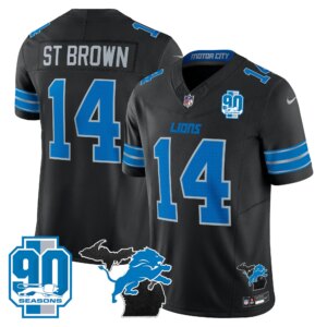 St. Brown #14 Detroit Lion 2025 Michigan & 90th Year Patch Vapor Jersey - All Stitched