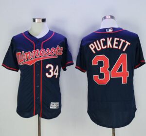 Minnesota Twins #34 Kirby Puckett Navy Blue Flexbase Collection Stitched Jersey