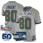 Steve Largent #80 Seattle Seahawks Super Bowl LX Patch Game Jersey - All Stitched