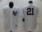 Men's  New York Yankees #21 Paul O'Neill White Stitched Cool Base Jersey