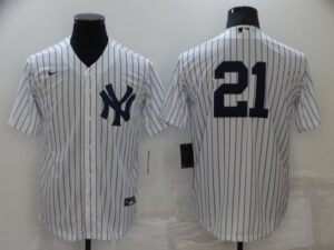 Men's  New York Yankees #21 Paul O'Neill White Stitched Cool Base Jersey