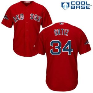 Boston Red Sox #34 David Ortiz Red New Cool Base 2018 World Series Champions Stitched Jersey