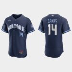 Men's Chicago Cubs #14 Ernie Banks Navy 2021 City Connect Flex Base Jersey