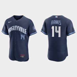 Men's Chicago Cubs #14 Ernie Banks Navy 2021 City Connect Flex Base Jersey