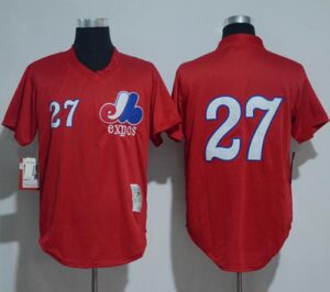 Mitchell And Ness 1989 Montreal Expos #27 Vladimir Guerrero Red Throwback Stitched Jersey