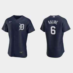 Men's Detroit Tigers #6 Al Kaline 2020 Alternate Team Logo Navy Jersey