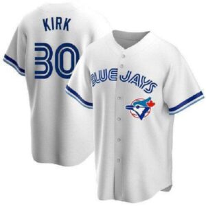 Men's Toronto Blue Jays #30 Alejandro Kirk White Cool Base Stitched Jersey