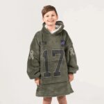 Kid J.A 17 Buffalo Football Blanket Hoodie – Olive Salute to Service
