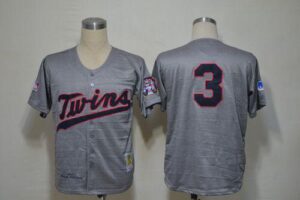Mitchell And Ness 1969 Minnesota Twins #3 Harmon Killebrew Grey Throwback Stitched Jersey